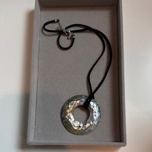 Lia Sophia Silver Mosaic Circle Necklace